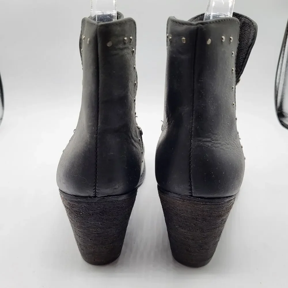 Musse & Cloud Aster Black Studded Leather Bootie 2.5
